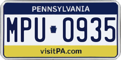 PA license plate MPU0935