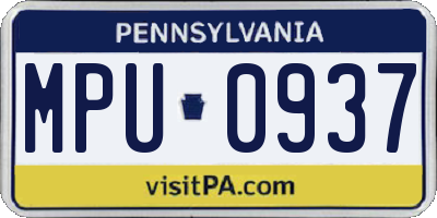 PA license plate MPU0937