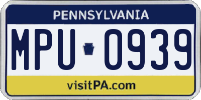 PA license plate MPU0939
