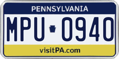 PA license plate MPU0940