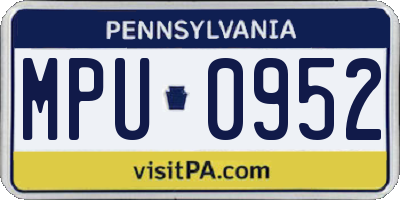 PA license plate MPU0952
