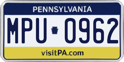 PA license plate MPU0962