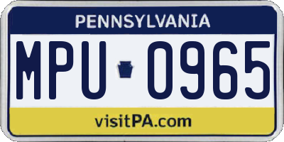 PA license plate MPU0965