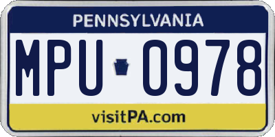 PA license plate MPU0978