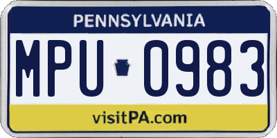 PA license plate MPU0983