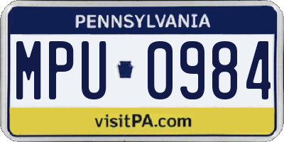 PA license plate MPU0984