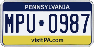 PA license plate MPU0987