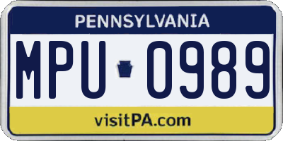 PA license plate MPU0989