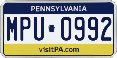 PA license plate MPU0992