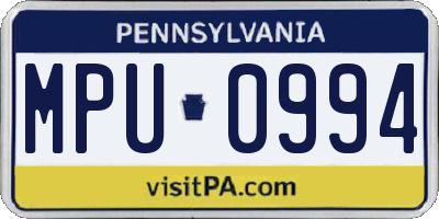 PA license plate MPU0994