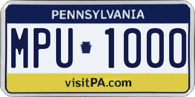 PA license plate MPU1000