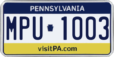 PA license plate MPU1003