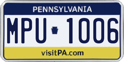 PA license plate MPU1006