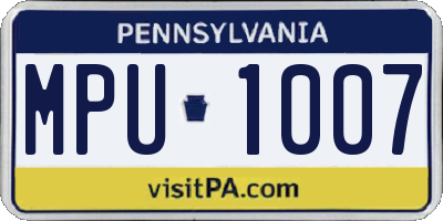 PA license plate MPU1007