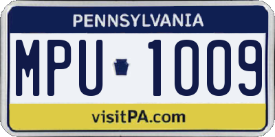 PA license plate MPU1009