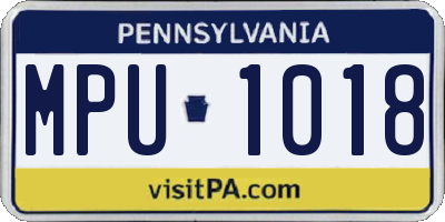PA license plate MPU1018