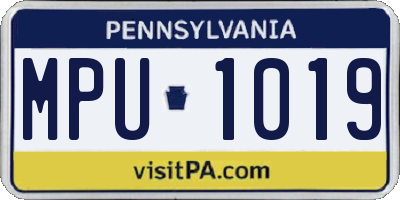 PA license plate MPU1019