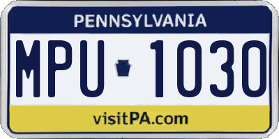 PA license plate MPU1030