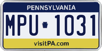 PA license plate MPU1031