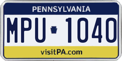 PA license plate MPU1040