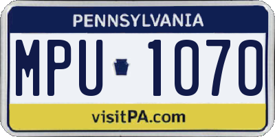 PA license plate MPU1070