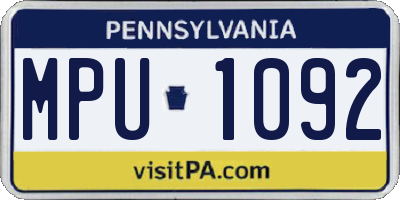 PA license plate MPU1092