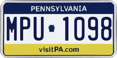 PA license plate MPU1098
