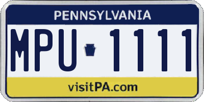 PA license plate MPU1111
