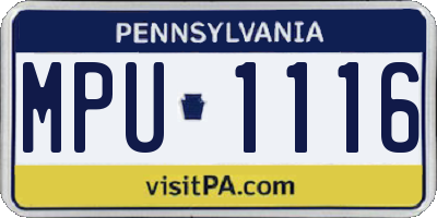 PA license plate MPU1116