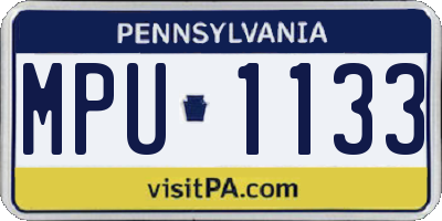 PA license plate MPU1133
