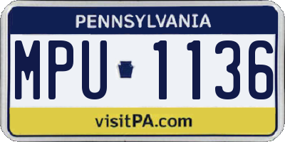PA license plate MPU1136