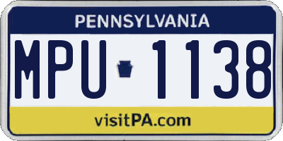 PA license plate MPU1138