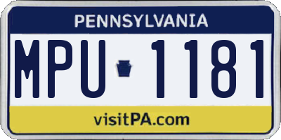 PA license plate MPU1181