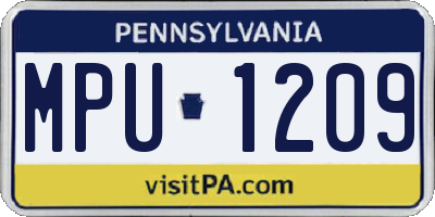 PA license plate MPU1209