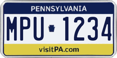 PA license plate MPU1234