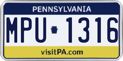 PA license plate MPU1316