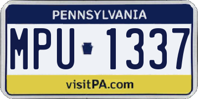 PA license plate MPU1337