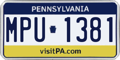 PA license plate MPU1381