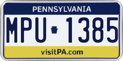 PA license plate MPU1385