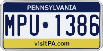 PA license plate MPU1386