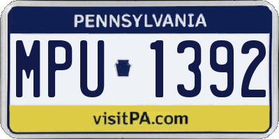 PA license plate MPU1392