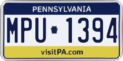 PA license plate MPU1394
