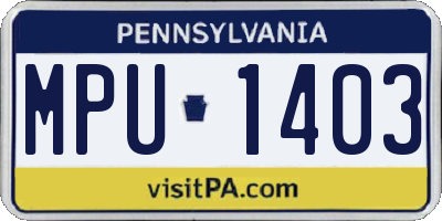 PA license plate MPU1403