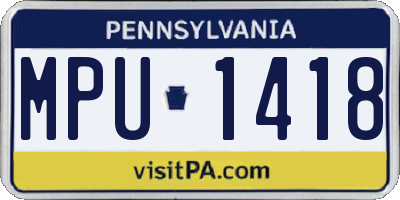 PA license plate MPU1418