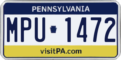 PA license plate MPU1472