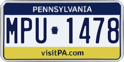 PA license plate MPU1478