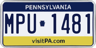 PA license plate MPU1481