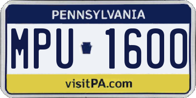 PA license plate MPU1600