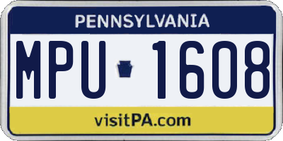 PA license plate MPU1608