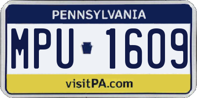 PA license plate MPU1609